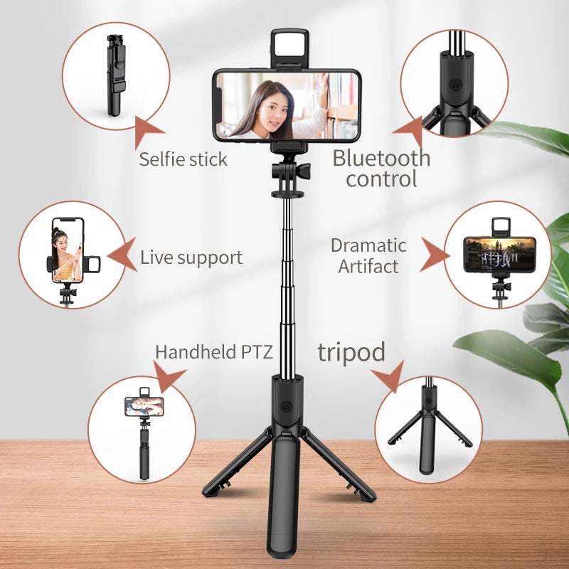 New Tripod for Smartphone Camera,Stand with Bluetooth Shutter and Light,Wireless Selfie Stick Brackets with Phone Holder