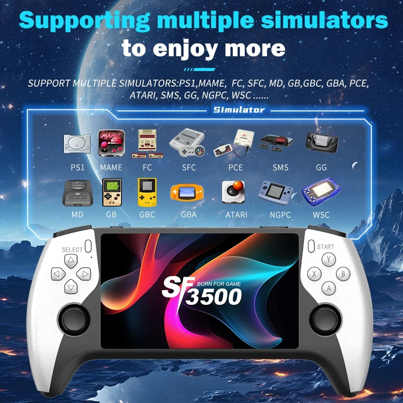 SF3500 Handheld Game Console, 5-Inch IPS Large Screen Portable Game Console, Built-In 20000+Games, Supports FHD FHD Output