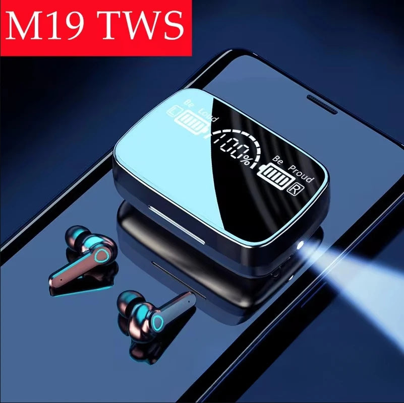 M19 Headset TWS Earphone Intelligente Touch Control Wireless Bluetooth-Compatible Headphones Waterproof LED Display with Mic