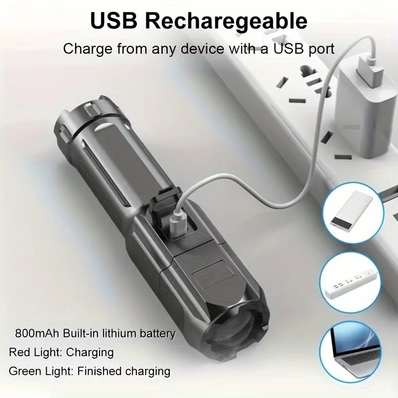 Powerful LED Flashlight Rechargeable USB Waterproof Zoom Fishing Hunting Camping 100,00 Lumen Tactical Flashlight LED Torch