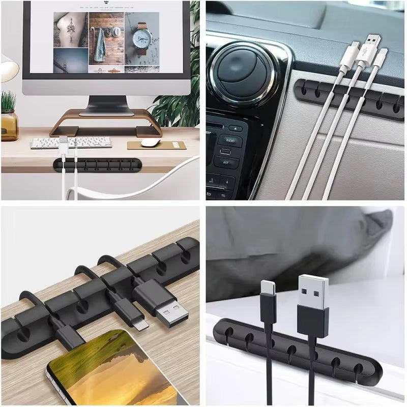 Silicone USB Cable Organizer USB Charging Cable Winder Desktop Tidy Management Clips Cable Holder for Mouse Earphone Accessories