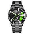 New Sport 3D Car Wheel Rim Hub Watch Fashionable Rotating Dial Stainless Steel Strap Waterproof Quartz Watches Reloj Hombre