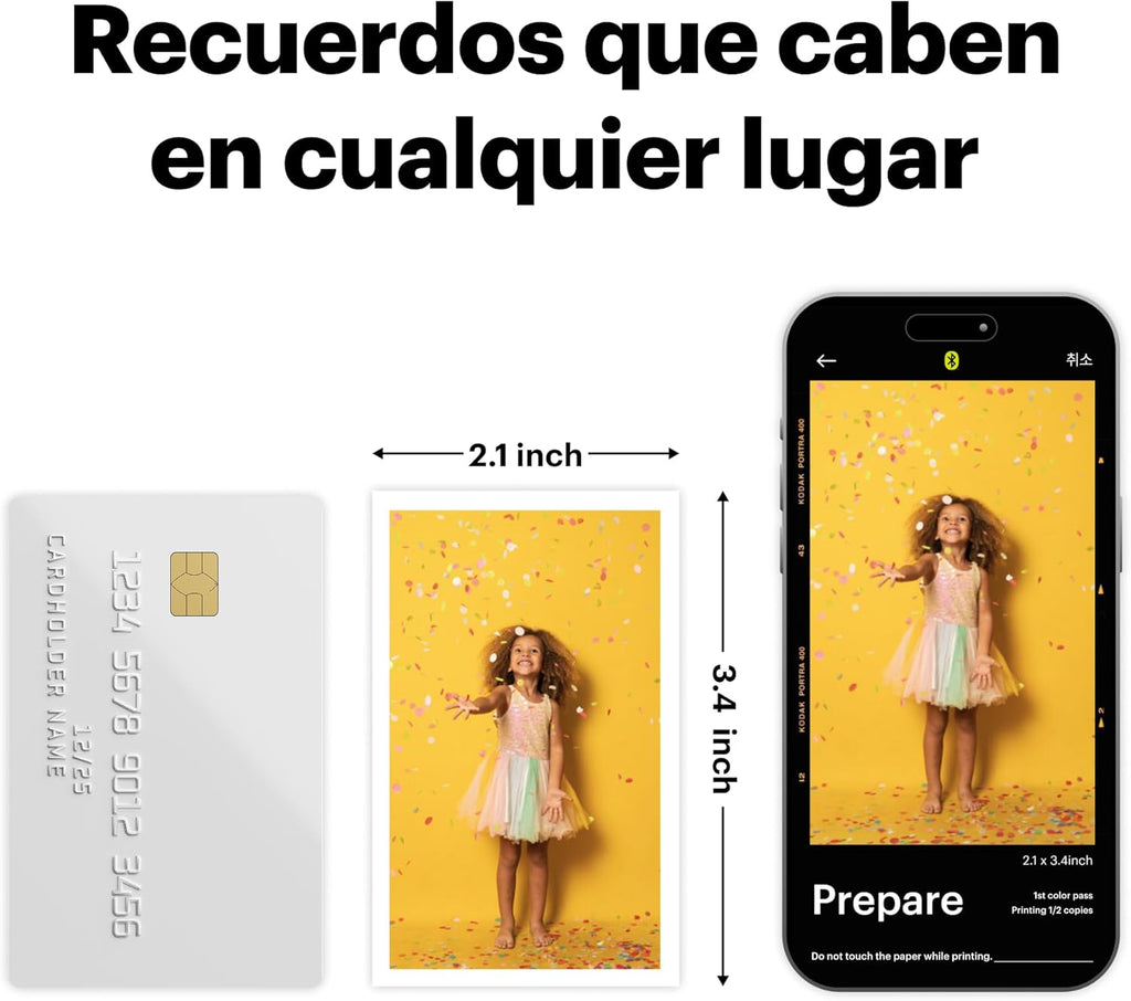 KODAK Mini 2 Retro Navidad Regalos 4Pass, Impresora Fotográfica + 38 Fotos, Fotos Instantáneas Tamaño 54X86Mm, Conexión Inalámbrica Bluetooth - Blanco