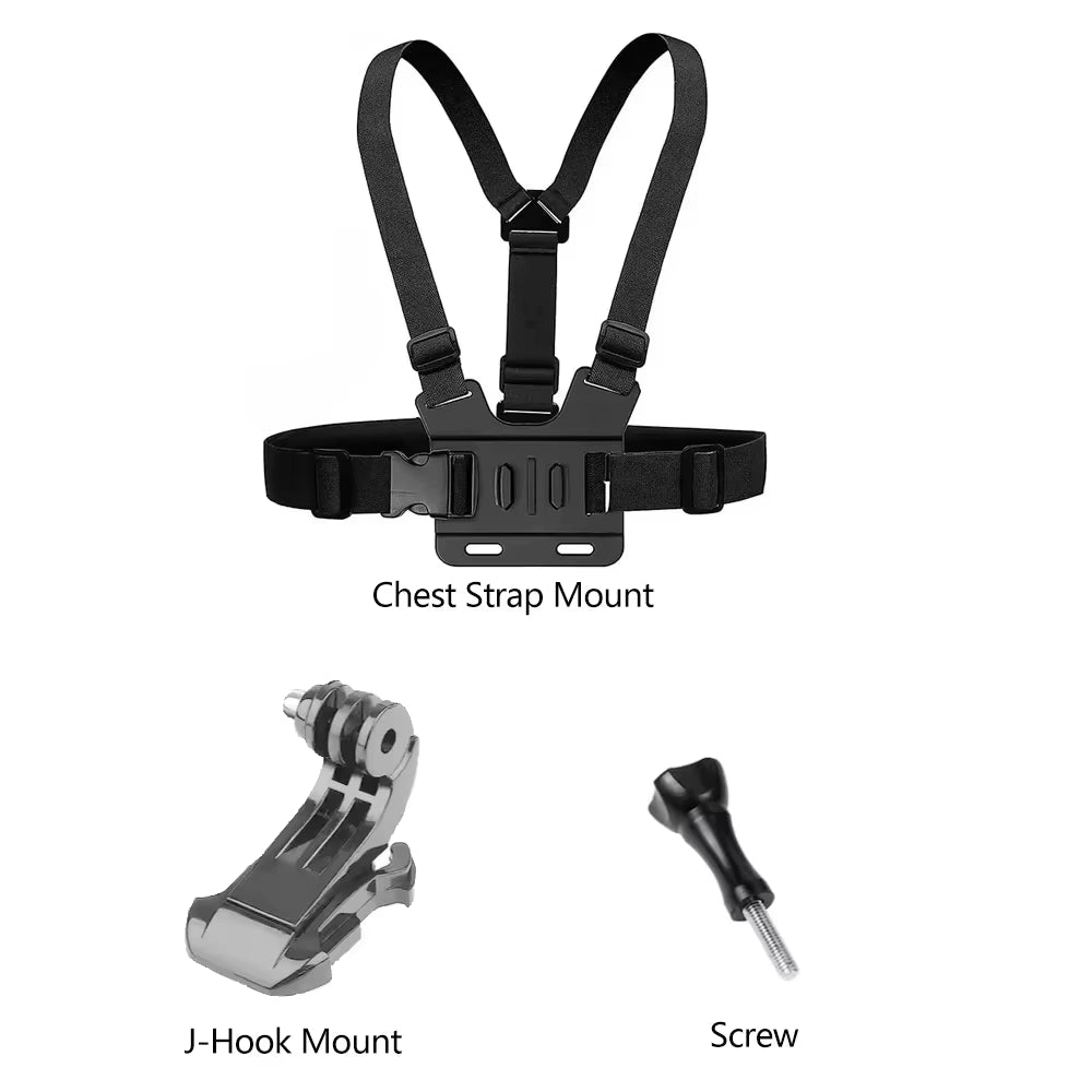 Action Camera Accessories Kit Head Strap Chest Strap Mount Adjustable Holder for Gopro Phone DJI Osmo SJCAM AKASO Insta360