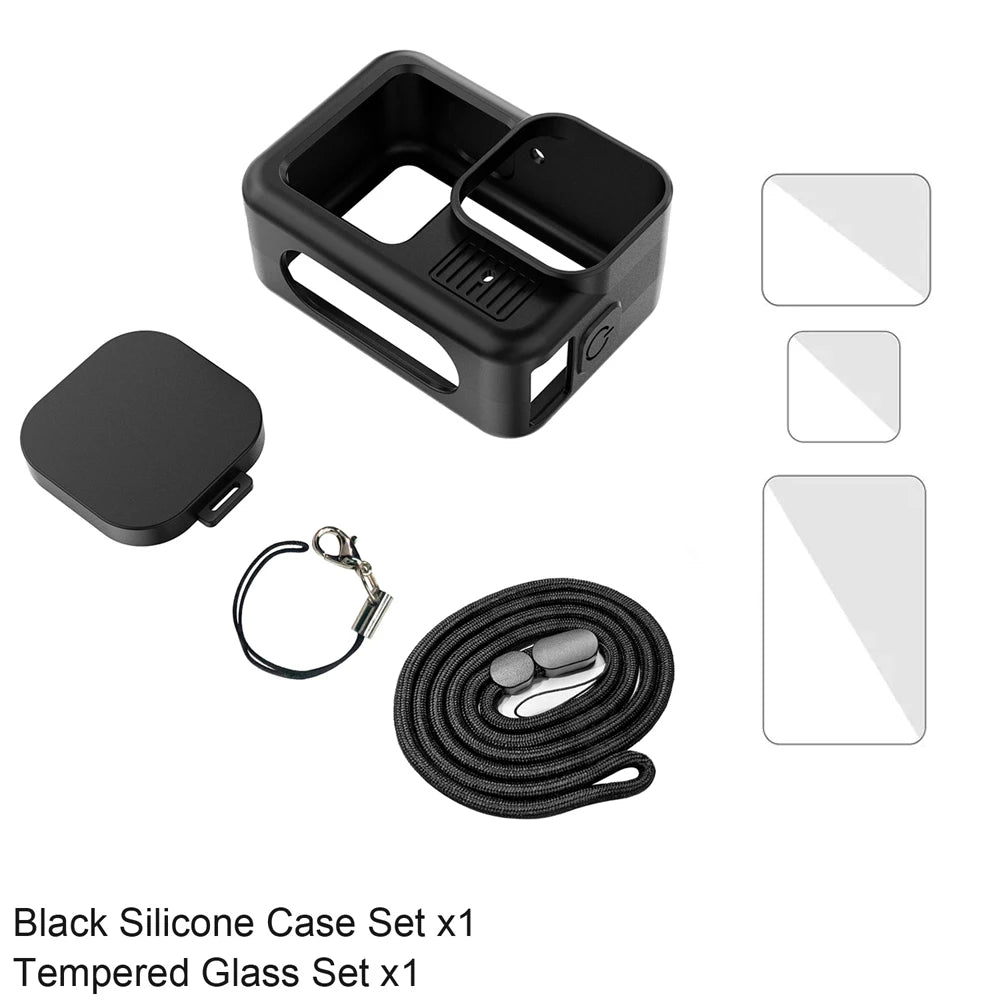 Silicone Case for  Hero 13 Black Tempered Glass Screen Protector Protective Film Flip Battery Side Cover Lens Cap