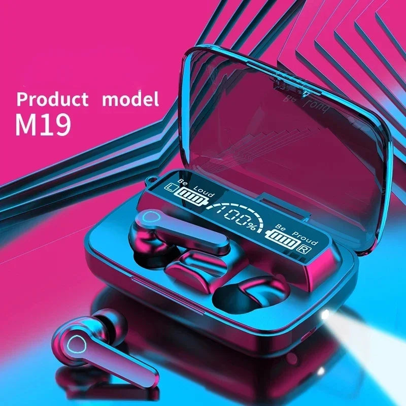 M19 Headset TWS Earphone Intelligente Touch Control Wireless Bluetooth-Compatible Headphones Waterproof LED Display with Mic