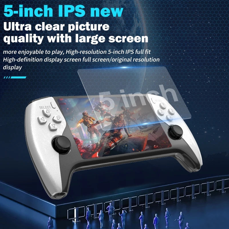 SF3500 Handheld Game Console, 5-Inch IPS Large Screen Portable Game Console, Built-In 20000+Games, Supports FHD FHD Output