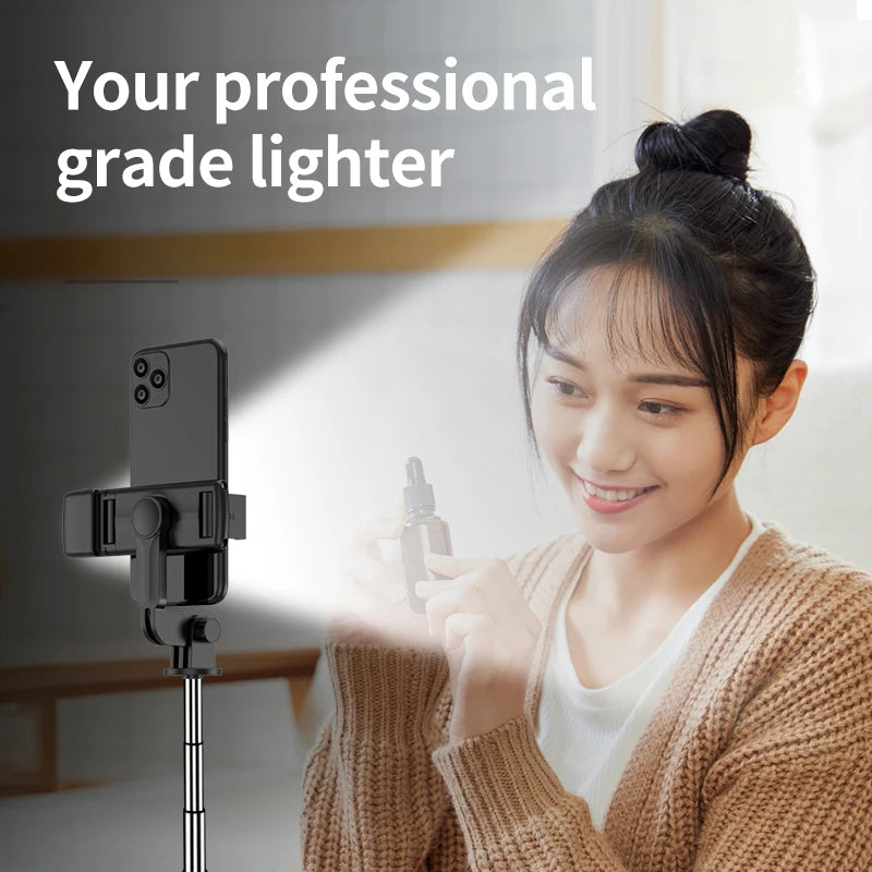 New Tripod for Smartphone Camera,Stand with Bluetooth Shutter and Light,Wireless Selfie Stick Brackets with Phone Holder