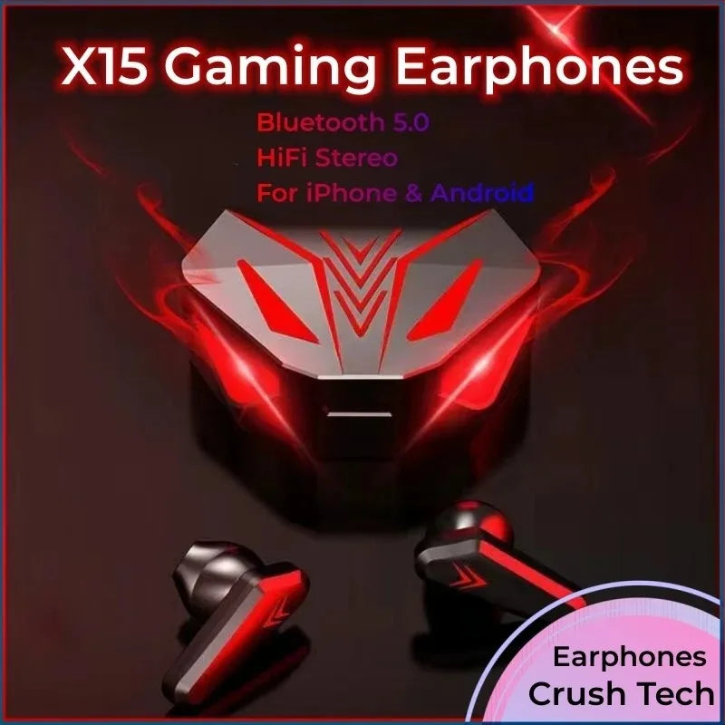 NEW X15 TWS Earphones Bluetooth Wireless Gamer Headphones 65Ms Low Latency Earbuds Fone Gamer Headset Gamer with Mic