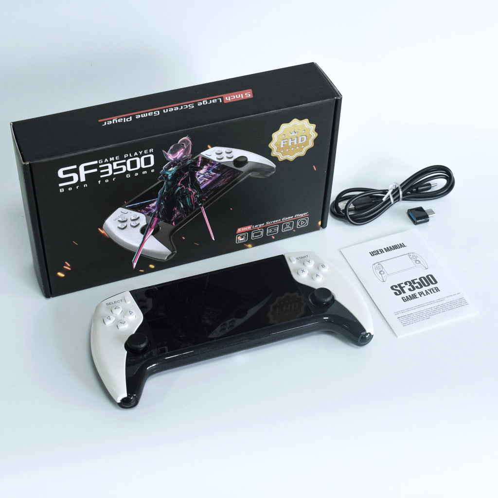 SF3500 Handheld Game Console, 5-Inch IPS Large Screen Portable Game Console, Built-In 20000+Games, Supports FHD FHD Output
