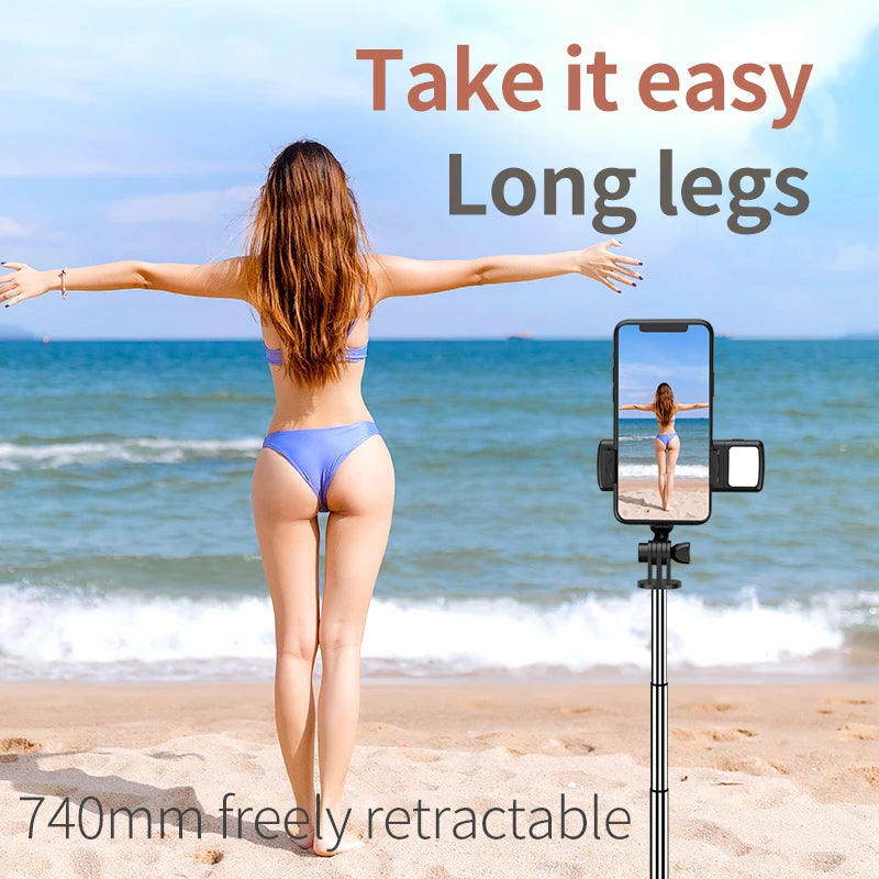 New Tripod for Smartphone Camera,Stand with Bluetooth Shutter and Light,Wireless Selfie Stick Brackets with Phone Holder