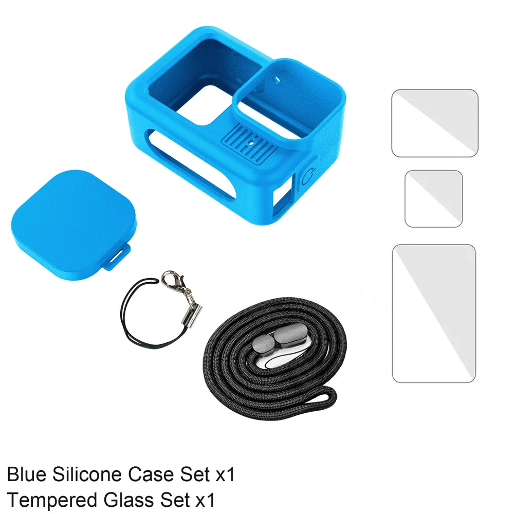 Silicone Case for  Hero 13 Black Tempered Glass Screen Protector Protective Film Flip Battery Side Cover Lens Cap
